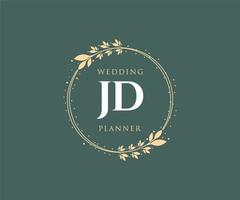 jd initialen brief hochzeitsmonogramm logos sammlung, handgezeichnete moderne minimalistische und florale vorlagen für einladungskarten, save the date, elegante identität für restaurant, boutique, café im vektor