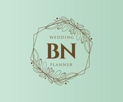 bn initialer brev bröllop monogram logotyper samling, hand dragen modern minimalistisk och blommig mallar för inbjudan kort, spara de datum, elegant identitet för restaurang, boutique, Kafé i vektor