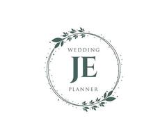 je initials brief hochzeitsmonogramm logos sammlung, handgezeichnete moderne minimalistische und florale vorlagen für einladungskarten, save the date, elegante identität für restaurant, boutique, café im vektor