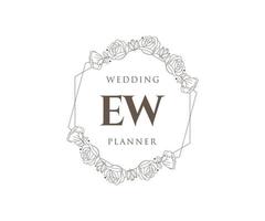 ew initials brief hochzeitsmonogramm logos sammlung, handgezeichnete moderne minimalistische und florale vorlagen für einladungskarten, save the date, elegante identität für restaurant, boutique, café im vektor