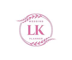 lk initialen brief hochzeit monogramm logos sammlung, handgezeichnete moderne minimalistische und florale vorlagen für einladungskarten, save the date, elegante identität für restaurant, boutique, café im vektor