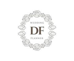 df initialen brief hochzeitsmonogramm logos sammlung, handgezeichnete moderne minimalistische und florale vorlagen für einladungskarten, save the date, elegante identität für restaurant, boutique, café im vektor