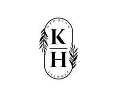 kh initials brief hochzeitsmonogramm logos sammlung, handgezeichnete moderne minimalistische und florale vorlagen für einladungskarten, save the date, elegante identität für restaurant, boutique, café im vektor