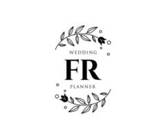 fr initialen brief hochzeitsmonogramm logos sammlung, handgezeichnete moderne minimalistische und florale vorlagen für einladungskarten, save the date, elegante identität für restaurant, boutique, café im vektor