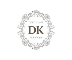 dk initialer brev bröllop monogram logotyper samling, hand dragen modern minimalistisk och blommig mallar för inbjudan kort, spara de datum, elegant identitet för restaurang, boutique, Kafé i vektor