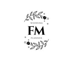 fm initialen brief hochzeitsmonogramm logos sammlung, handgezeichnete moderne minimalistische und florale vorlagen für einladungskarten, save the date, elegante identität für restaurant, boutique, café im vektor