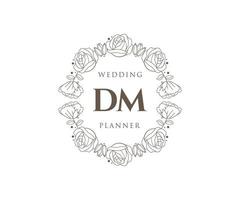 dm initialen brief hochzeitsmonogramm logos sammlung, handgezeichnete moderne minimalistische und florale vorlagen für einladungskarten, save the date, elegante identität für restaurant, boutique, café im vektor