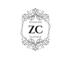 zc initialen brief hochzeitsmonogramm logos sammlung, handgezeichnete moderne minimalistische und florale vorlagen für einladungskarten, save the date, elegante identität für restaurant, boutique, café im vektor