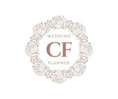 cf initialen brief hochzeitsmonogramm logos sammlung, handgezeichnete moderne minimalistische und florale vorlagen für einladungskarten, save the date, elegante identität für restaurant, boutique, café im vektor