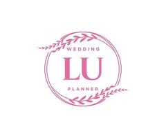 lu initialen brief hochzeitsmonogramm logos sammlung, handgezeichnete moderne minimalistische und florale vorlagen für einladungskarten, save the date, elegante identität für restaurant, boutique, café im vektor