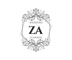 za initialen brief hochzeitsmonogramm logos sammlung, handgezeichnete moderne minimalistische und florale vorlagen für einladungskarten, save the date, elegante identität für restaurant, boutique, café im vektor