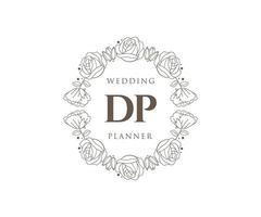 dp initialen brief hochzeitsmonogramm logos sammlung, handgezeichnete moderne minimalistische und florale vorlagen für einladungskarten, save the date, elegante identität für restaurant, boutique, café im vektor