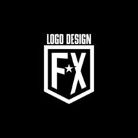 fx anfängliches Gaming-Logo mit Schild- und Sterndesign vektor