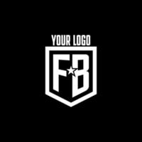 fb första gaming logotyp med skydda och stjärna stil design vektor