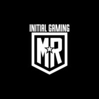 Mr Initial Gaming Logo mit Schild und Sterndesign vektor