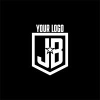 jb anfängliches Gaming-Logo mit Schild- und Sterndesign vektor