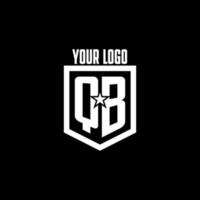 qb anfängliches Gaming-Logo mit Schild- und Sterndesign vektor