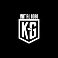 kg anfängliches Gaming-Logo mit Schild- und Sterndesign vektor