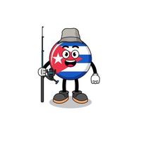 maskot illustration av kuba flagga fiskare vektor