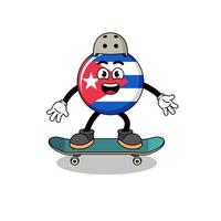 kuba flagga maskot spelar en skateboard vektor