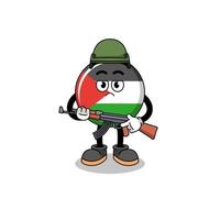 tecknad serie av palestina flagga soldat vektor