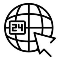 global Kontakt service ikon, översikt stil vektor
