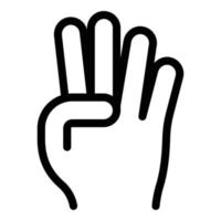 Handgeste vier Finger-Symbol, Umrissstil vektor