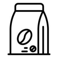 Symbol für Kaffeebohnenpackung, Umrissstil vektor