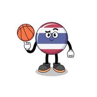 thailand-flaggenillustration als basketballspieler vektor