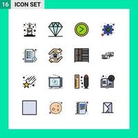 Stock-Vektor-Icon-Pack mit 16 Zeilenzeichen und Symbolen für Listenstudienzeit richtiges Lesen Zeitmanagement editierbare kreative Vektordesign-Elemente vektor