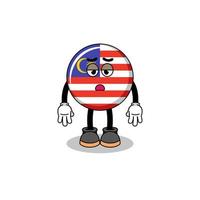 malaysia-flaggenkarikatur mit müdigkeitsgeste vektor