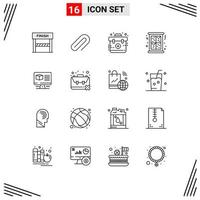 Stock Vector Icon Pack mit 16 Zeilen Zeichen und Symbolen für Box Winterhilfe Fenster Weihnachten editierbare Vektordesign-Elemente