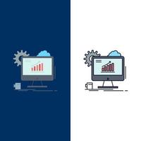 Analytics-Diagramm SEO Web Einstellung flacher Farbsymbolvektor vektor