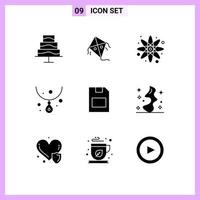 9 kreativ ikoner modern tecken och symboler av magi lagring vetenskap minne kort halsband redigerbar vektor design element