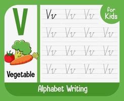alfabetet spåra kalkylblad med bokstäver och ordförråd vektor