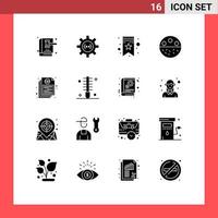 Stock Vector Icon Pack mit 16 Linienzeichen und Symbolen für die Stärke Mineralentwicklung Calcium-Tag editierbare Vektordesign-Elemente