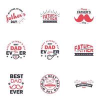 glücklicher vatertag 9 schwarz und rosa typografie set vektorembleme schriftzüge für grußkarten banner tshirt design du bist der beste papa editierbare vektordesignelemente vektor