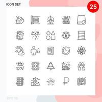 moderner Satz von 25 Zeilen Piktogramm von antriebsverbundenen Windcomputern Tasche editierbare Vektordesign-Elemente vektor