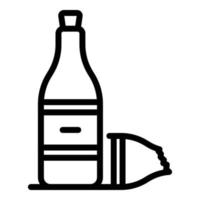 glas flaska sopor ikon, översikt stil vektor