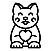 kinesisk katt ikon, översikt stil vektor