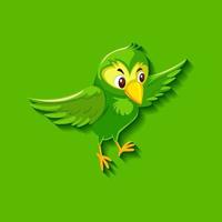 niedliche grüne Vogel-Zeichentrickfigur vektor