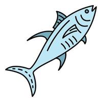 marin tonfisk fisk ikon Färg översikt vektor