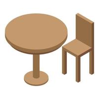 Holzstuhl Tischsymbol, isometrischer Stil vektor