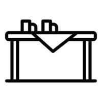 Picknicktisch-Symbol Umrissvektor. Holzbank vektor