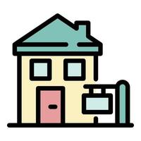 en små hus ikon Färg översikt vektor