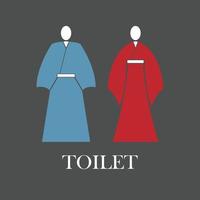 Toilettenschild im Kimono, Vektor-Kimono-Symbole, Badezimmersymbole vektor