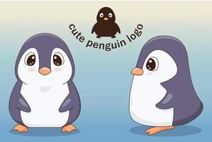 niedlicher baby-pinguin-charakter-karikatur-flacher stil, waldland, druckdesign, vektorillustrationen vektor