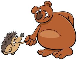 Bären- und Igel-Cartoon-Tierfiguren vektor