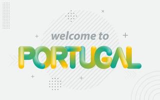 Willkommen in Portugal. kreative typografie mit 3d-mischeffekt vektor