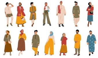 moderne arabische menschen, männliche und weibliche charaktere vektor